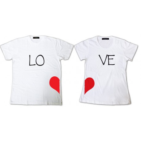 Tee Shirt pour couple Love - Pack homme et femme Blanc