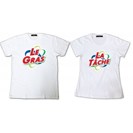 Tee Shirt pour couple Les Nuls Le gras La tâche parodie Ariel - Pack homme et femme Blanc