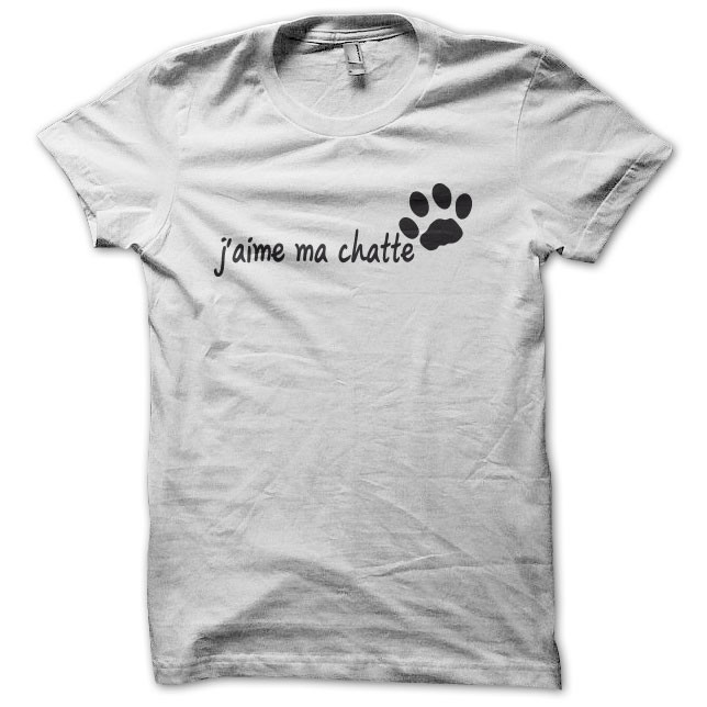 Tee Shirt Empreinte De Chat J Aime Ma Chatte Blanc Tee Shirt Empreinte De Chat J Aime Ma Chatte Blanc