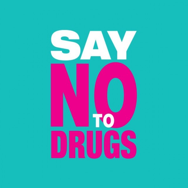 T-shirt anti drug text turquoise Say No To Drugs