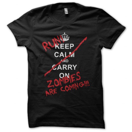 Tee shirt Keep Calm parodie zombies noir