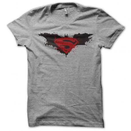 T shirt  Batman & superman fanart gray