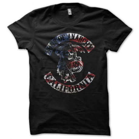 Tee shirt sons of anarchy rare drapeau americain noir