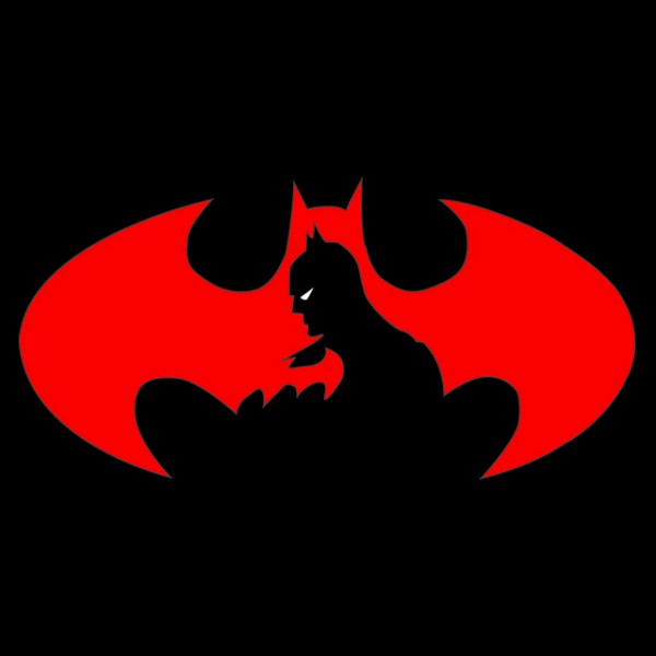 batman t-shirt in black shadow red logo