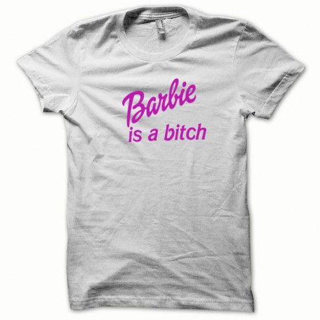 Tee shirt Barbie is a bitch rose/blanc