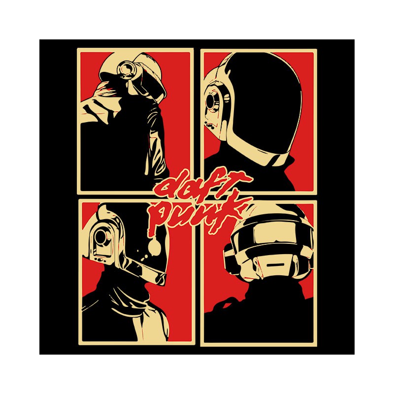 daft punk logo tshirt pop art black