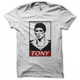 tee shirt tony montana parodie obey blanc