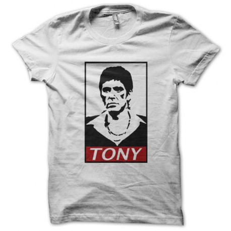 tee shirt tony montana parodie obey blanc