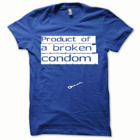 Tee shirt Broken condom blanc/bleu royal