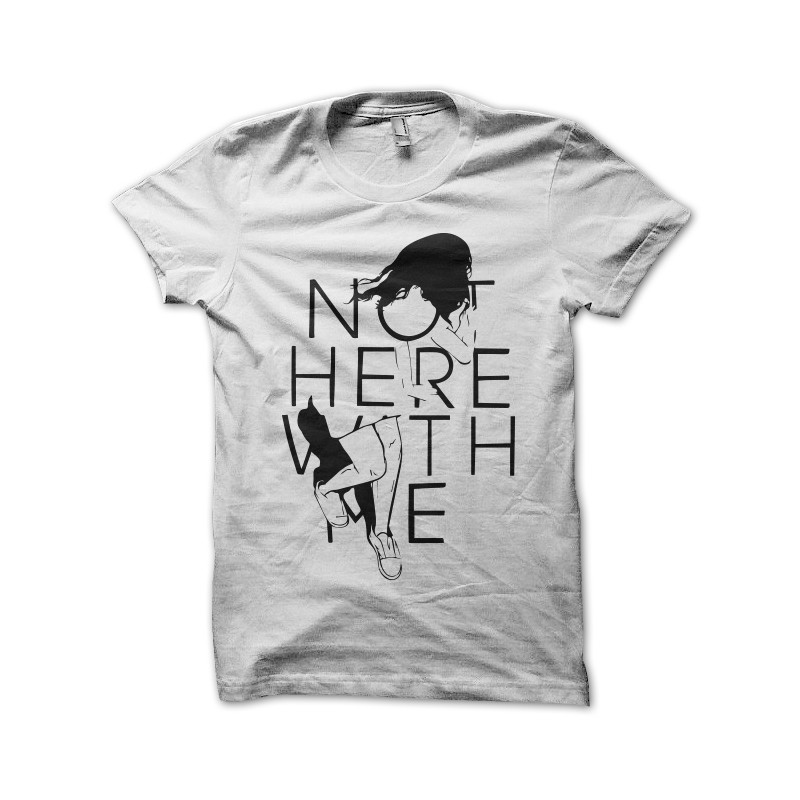 tee shirt not here with me blanc