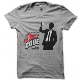 Tee shirt barney stinson respect the bro code gris