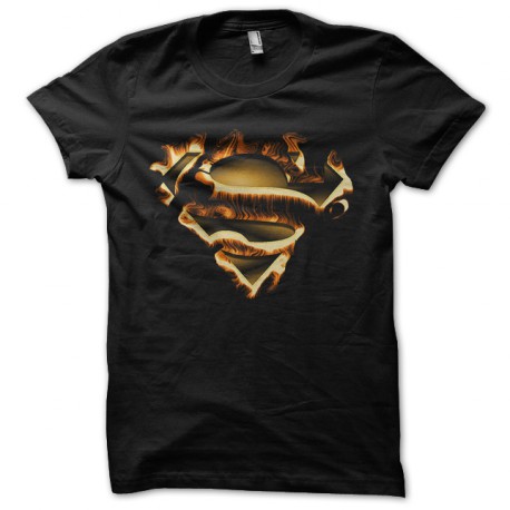 tee shirt superman logo in fire noir