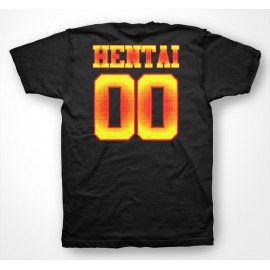 negro camiseta Hentai 00