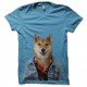 menswear shirt light blue dog