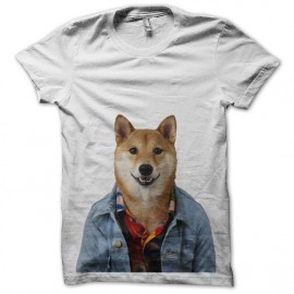 camisa de ropa de hombre perro blanco