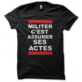 tee shirt militer assumer ses actes façon Run Dmc noir