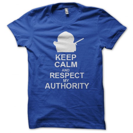 tee shirt eric cartman keep calm and respect my authority bleu