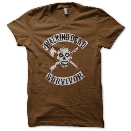 tee shirt walking dead survivor marron