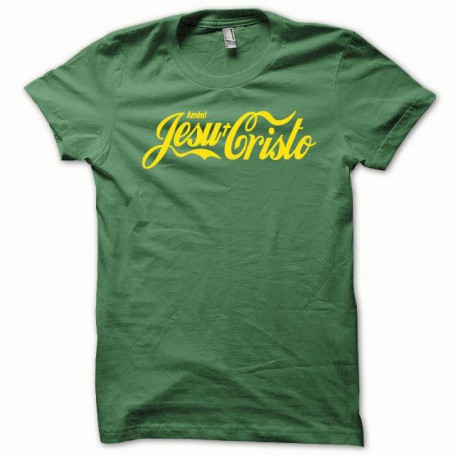 Tee shirt Jesu-Christo jaune/vert bouteille
