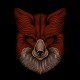 tee shirt fox design art noir