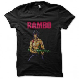 camiseta del negro de la camisa rambo