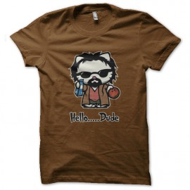 tee shirt hello dude marron