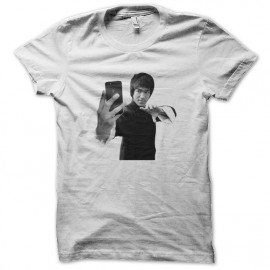 tee shirt Bruce Lee Selfie blanc