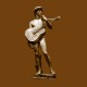 statue of david t-shirt with a guitar brown