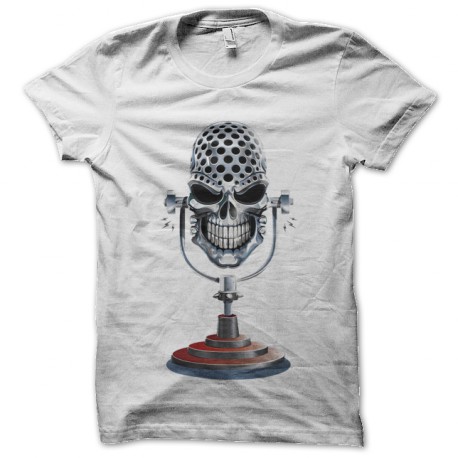 tee shirt microphon skull blanc
