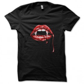camisa labios del vampiro negro