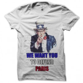 tee shirt we want you to defend paris blanc