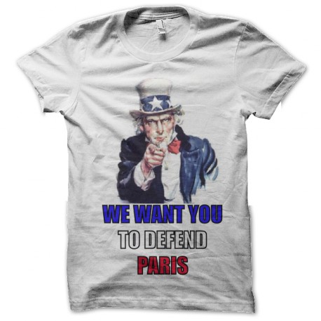 tee shirt we want you to defend paris blanc