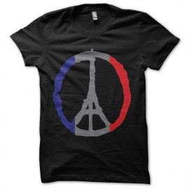 negro de la camiseta de Paz de París rezar