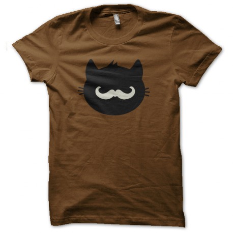 tee shirt hipster cat brown mustache