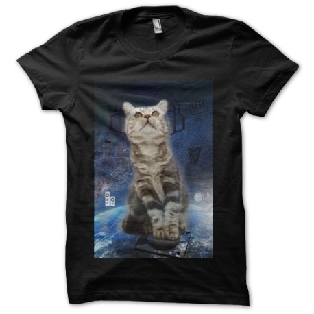 t-shirt cat techno in da space