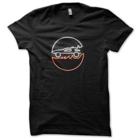 t-shirt delorean back to the future flying neon
