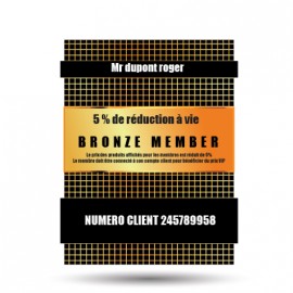 Carte de membre vip bronze 5% de reduction à vie