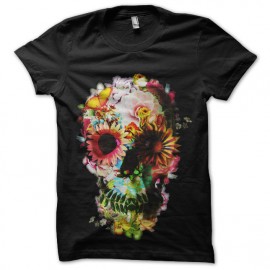 tee shirt squelette flowers