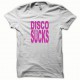 Tee shirt Disco Sucks rose/blanc