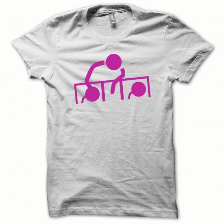 Tee shirt Dj at work rose/blanc