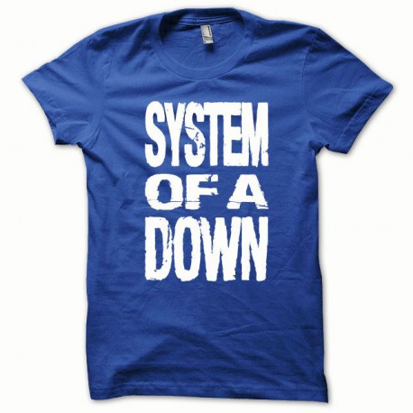 Tee shirt System of a Down blanc/bleu royal